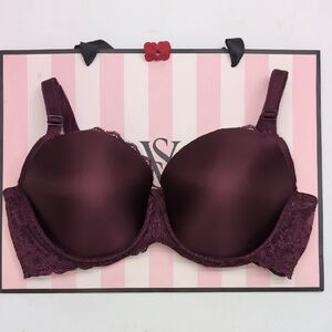 Victoria's Secret Deep Purple Lace Dream Angels Lined Demi/Demi Double Size 38D